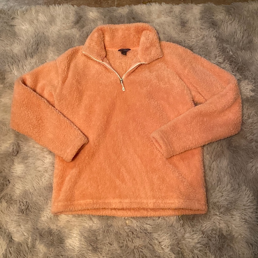 peach colored sherpa sweater